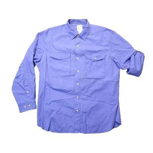 Vintage Travel Smith Blue Long Sleeve Button Up Shirt XLarge XL Hook Loop Sleeve
